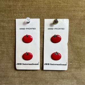 JHB International Tomato Fruit Vegetable Garden Shank Buttons Korea Vtg 5/8" NWT